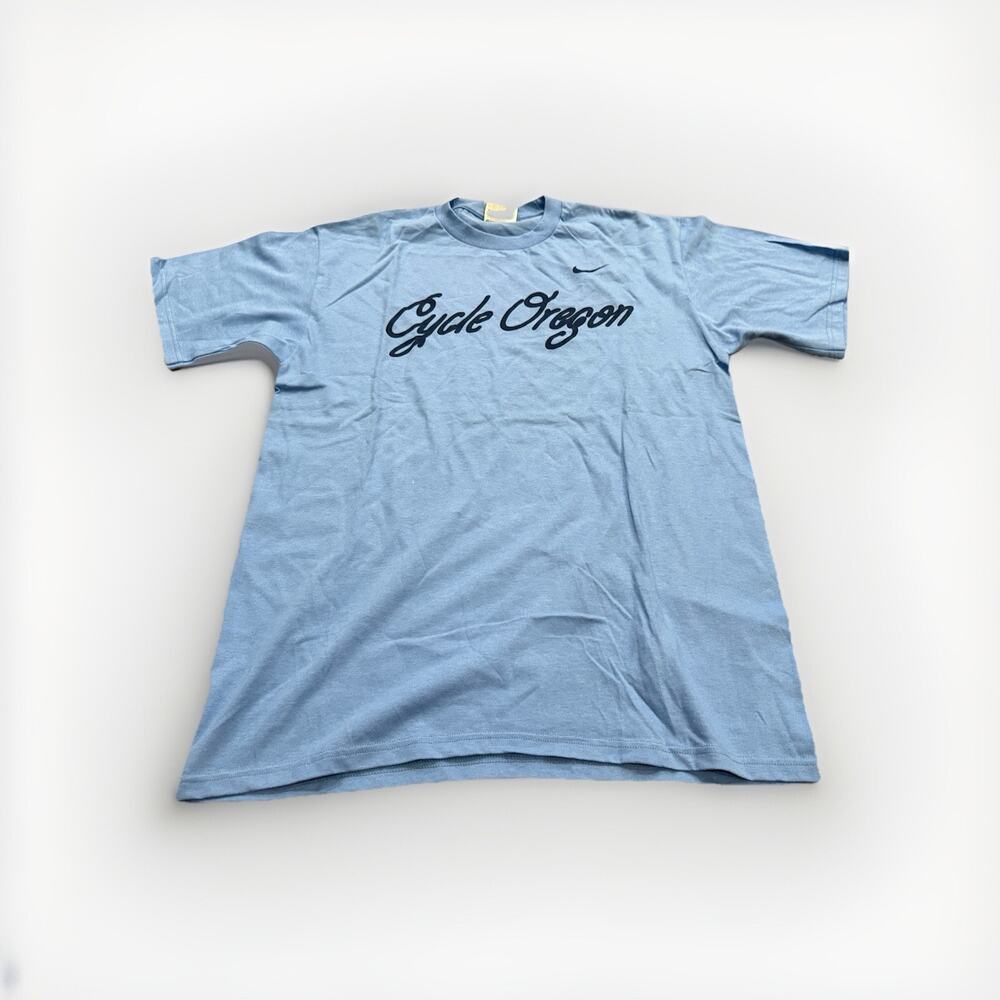 Vintage Y2K Nike Blue Cycle Oregon Tree Back Print T-Shirt Size M MEDIUM